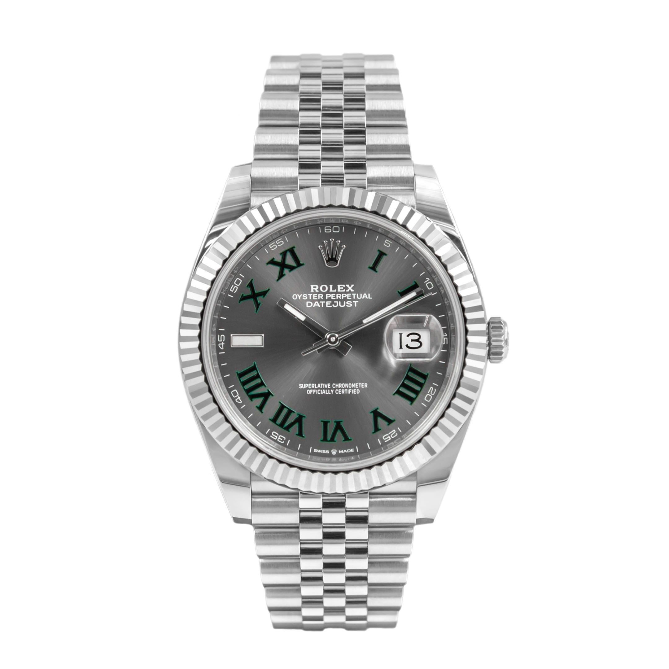 Rolex Datejust 41 Wimbledon Dial Jubilee Bracelet Mens Watch 126334