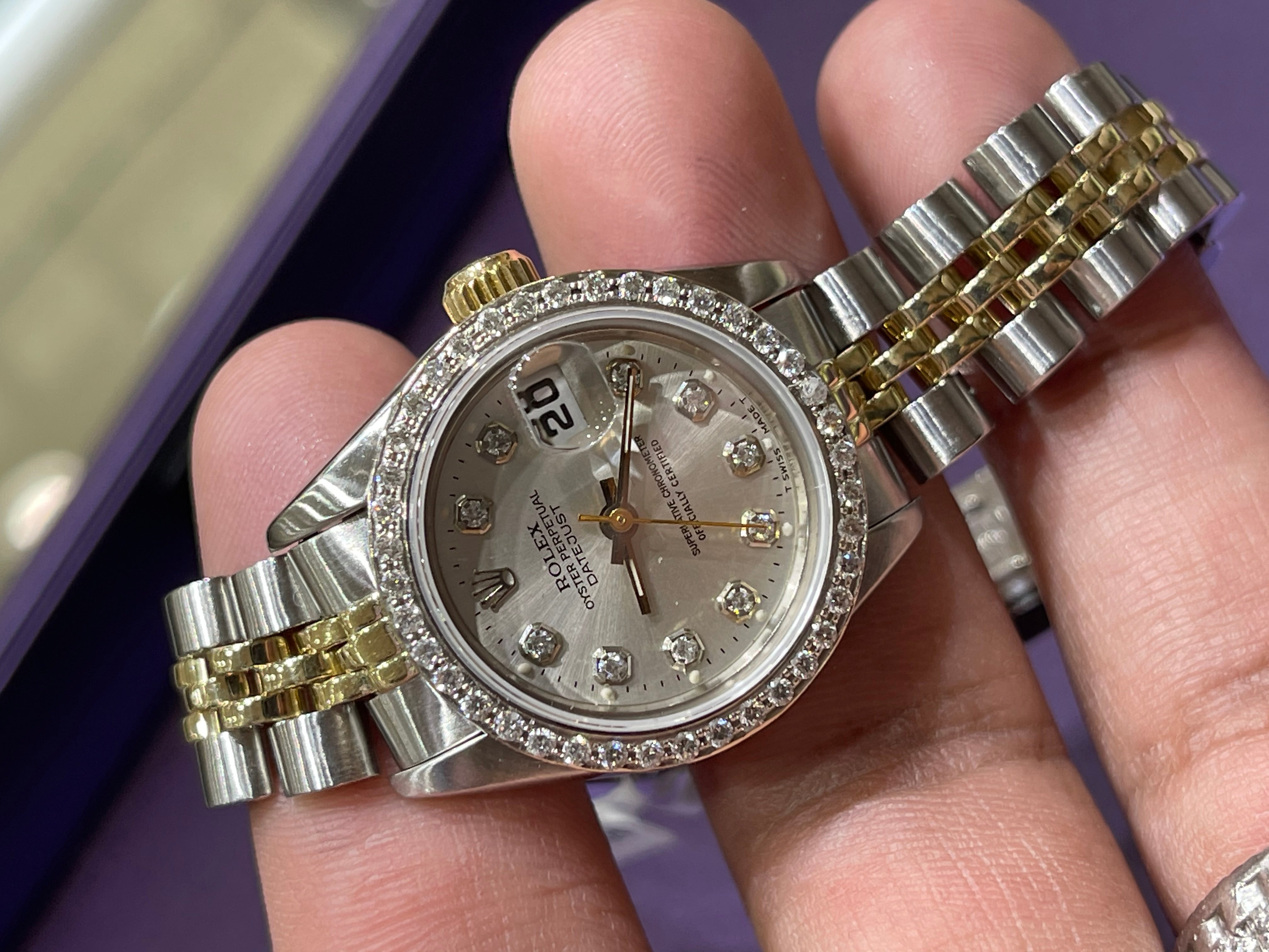 Rolex Datejust Ladies 26mm Jubilee Silver diamond dial with Diamond be – Monica