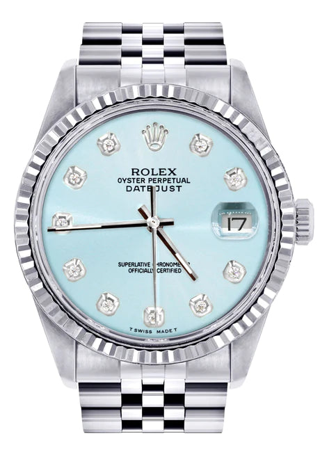 Womens silver rolex with blue face Clearance