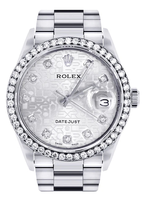 Rolex Men's Datejust 36 White Diamond Dial Watch
