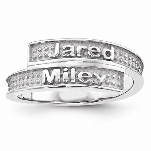 Sandblast Background Ring w/ Two Names - AydinsJewelry