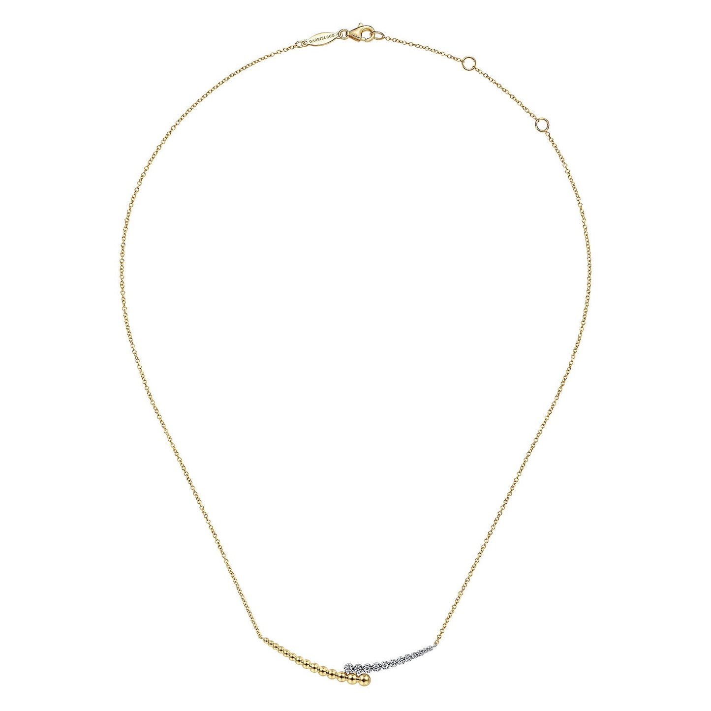 Gabriel & Co. 14K Yellow-White Gold Bujukan Diamond Bar Necklace .18CTW