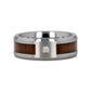KAHUNA Tungsten Carbide Beveled Edged Diamond Wedding Band with Koa Wood Inlay & Polished Edges - 8mm