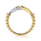 Gabriel & Co. 14K White Yellow Gold Bujukan and Diamond Horseshoe Link Ring .29CTW