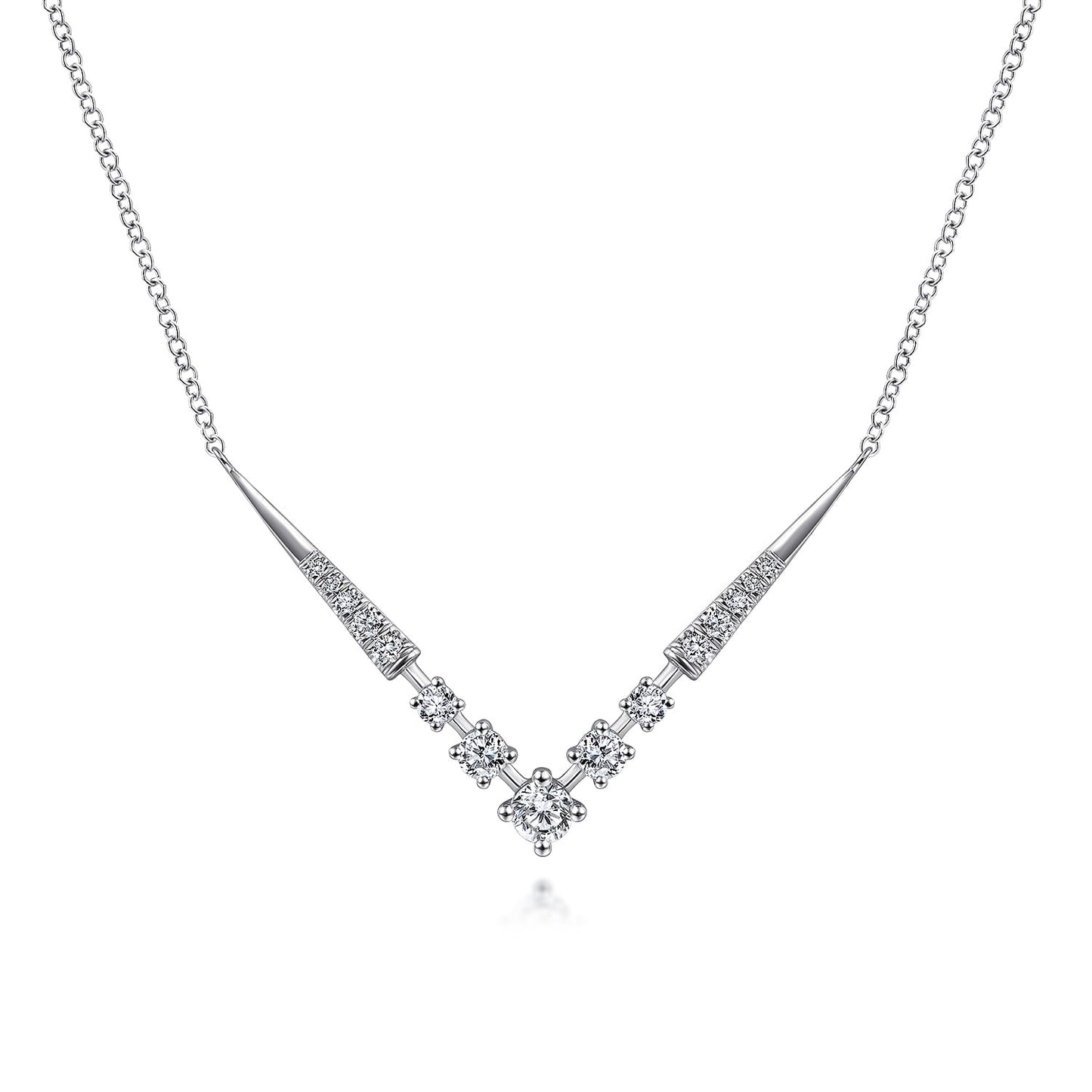 Gabriel & Co. 14K White Gold Diamond Chevron Necklace .42CTW