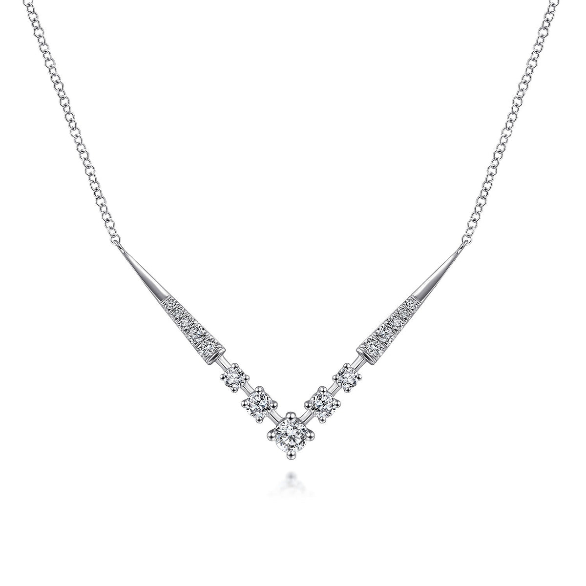 Gabriel & Co. 14K White Gold Diamond Chevron Necklace .42CTW
