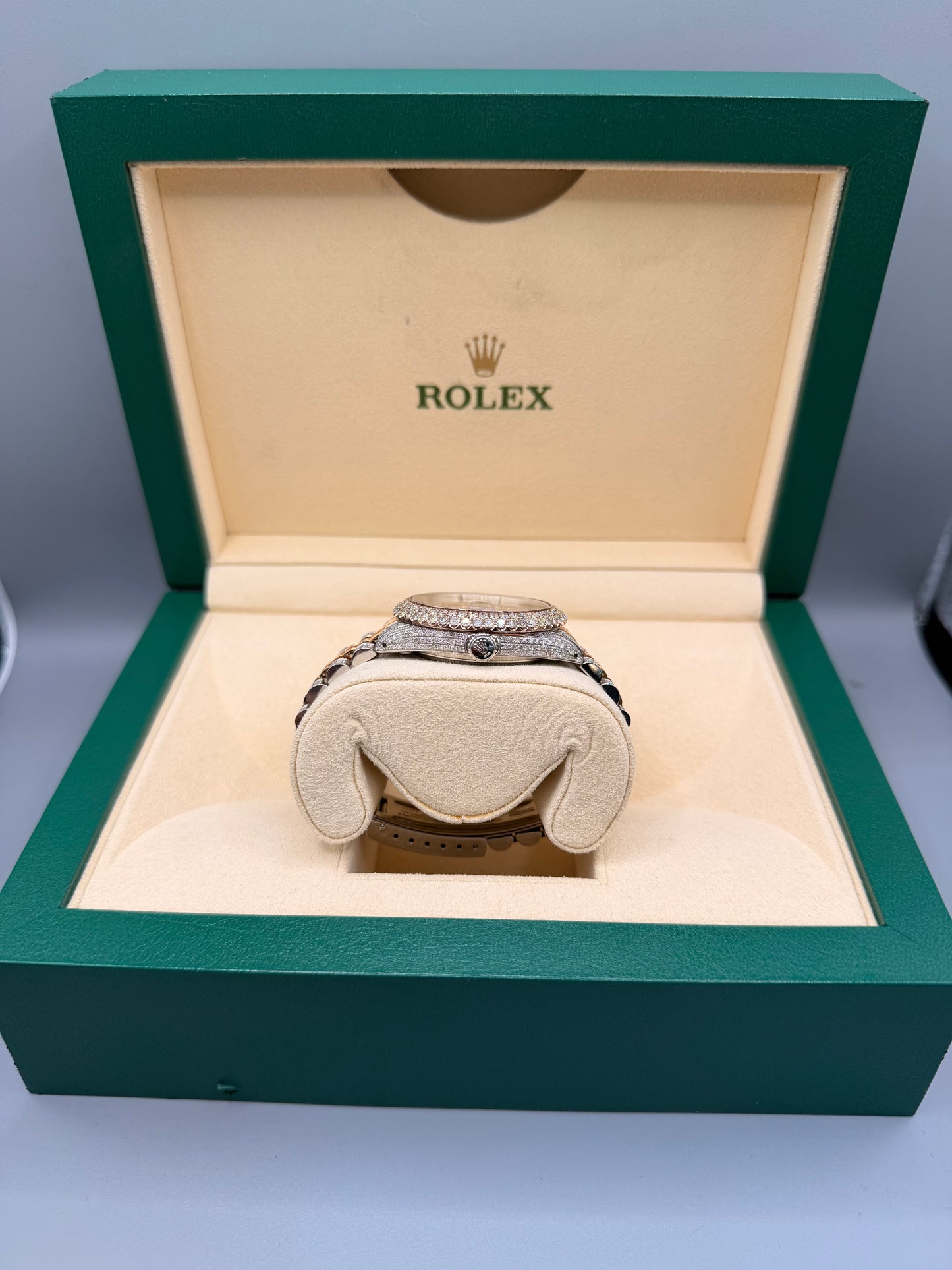 Rolex Datejust iced out Rose gold/ Stainless steel Jubilee with Iced out Arabic Numeral Diamond dial