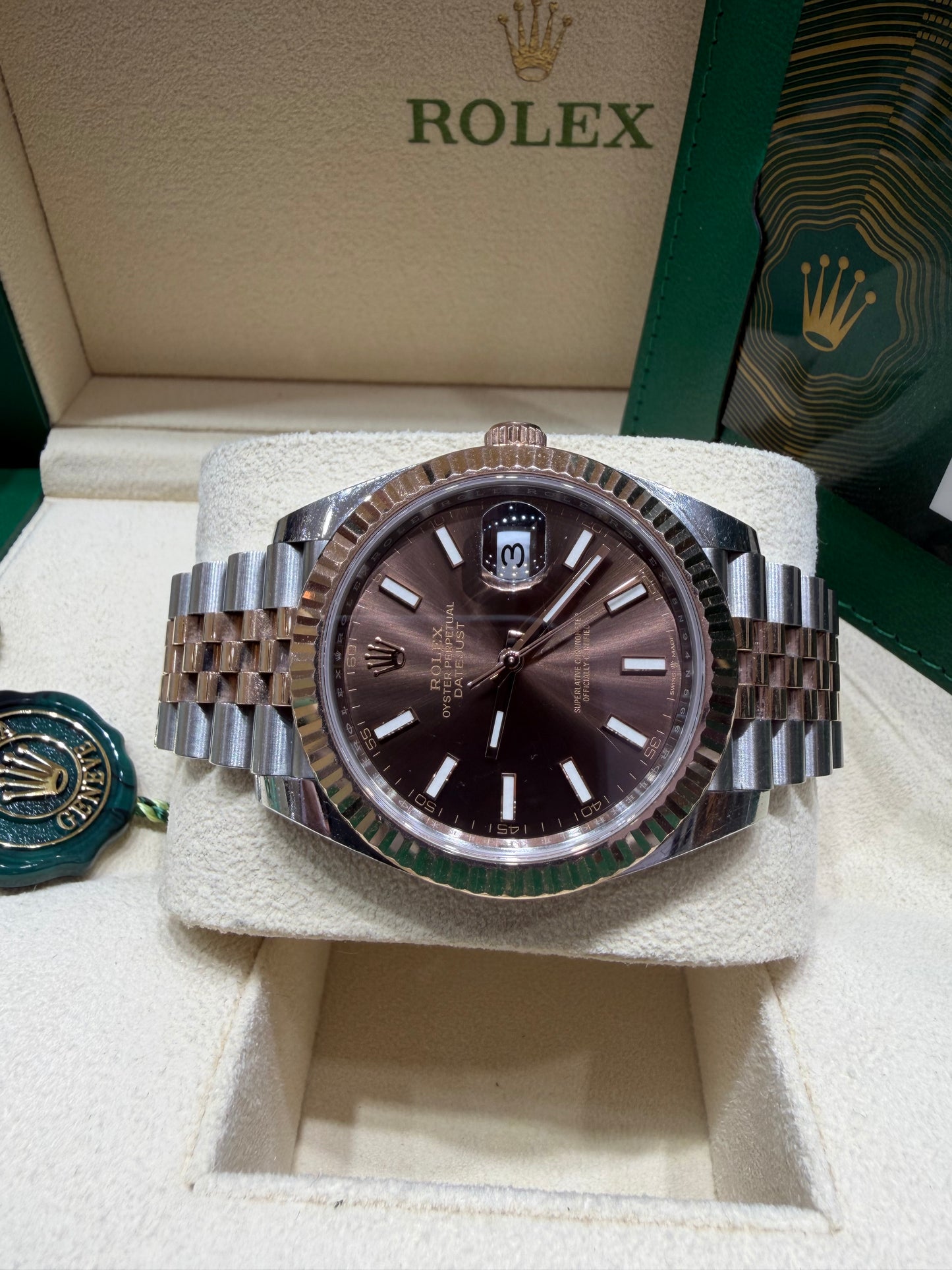 Rolex Datejust 41mm Everose Gold and Steel 126331 Choclate