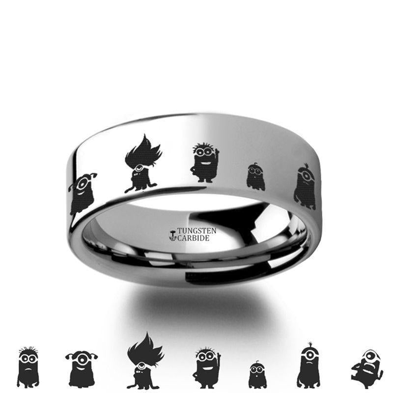 Despicable Me Minions Movie Hero Polished Tungsten Engraved Ring Jewelry - 2mm - 12mm - 8mm