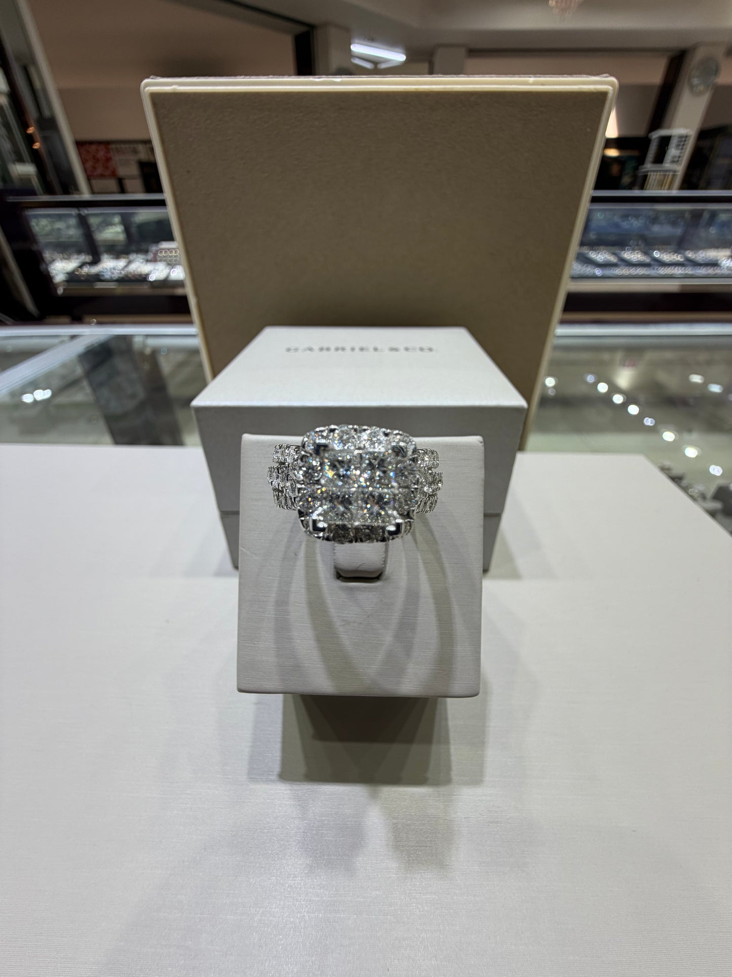 2.65 CTW Natural Diamond Princess Cut Composite Cushion Halo Engagement Ring in 14K White Gold