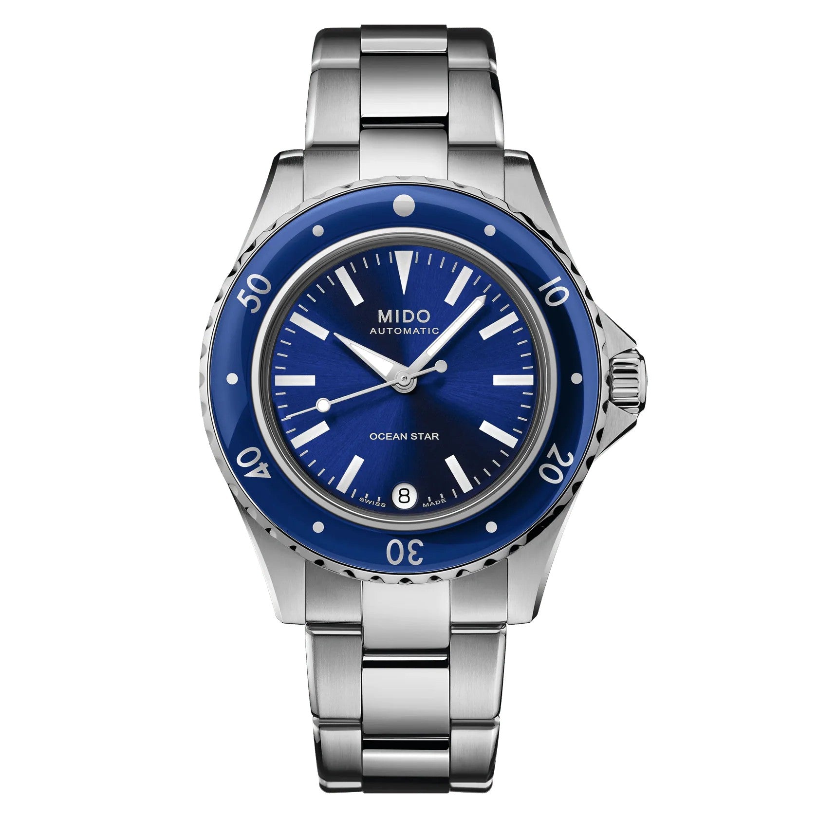 MIDO Ocean Star 36.5 Blue Dial Stainless Steel Watch - 36.5mm
