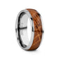 FORMENT Whiskey Barrel Inlaid Tungsten Men's Wedding Band With Domed Polished Edges Made From Genuine Whiskey Barrels - 