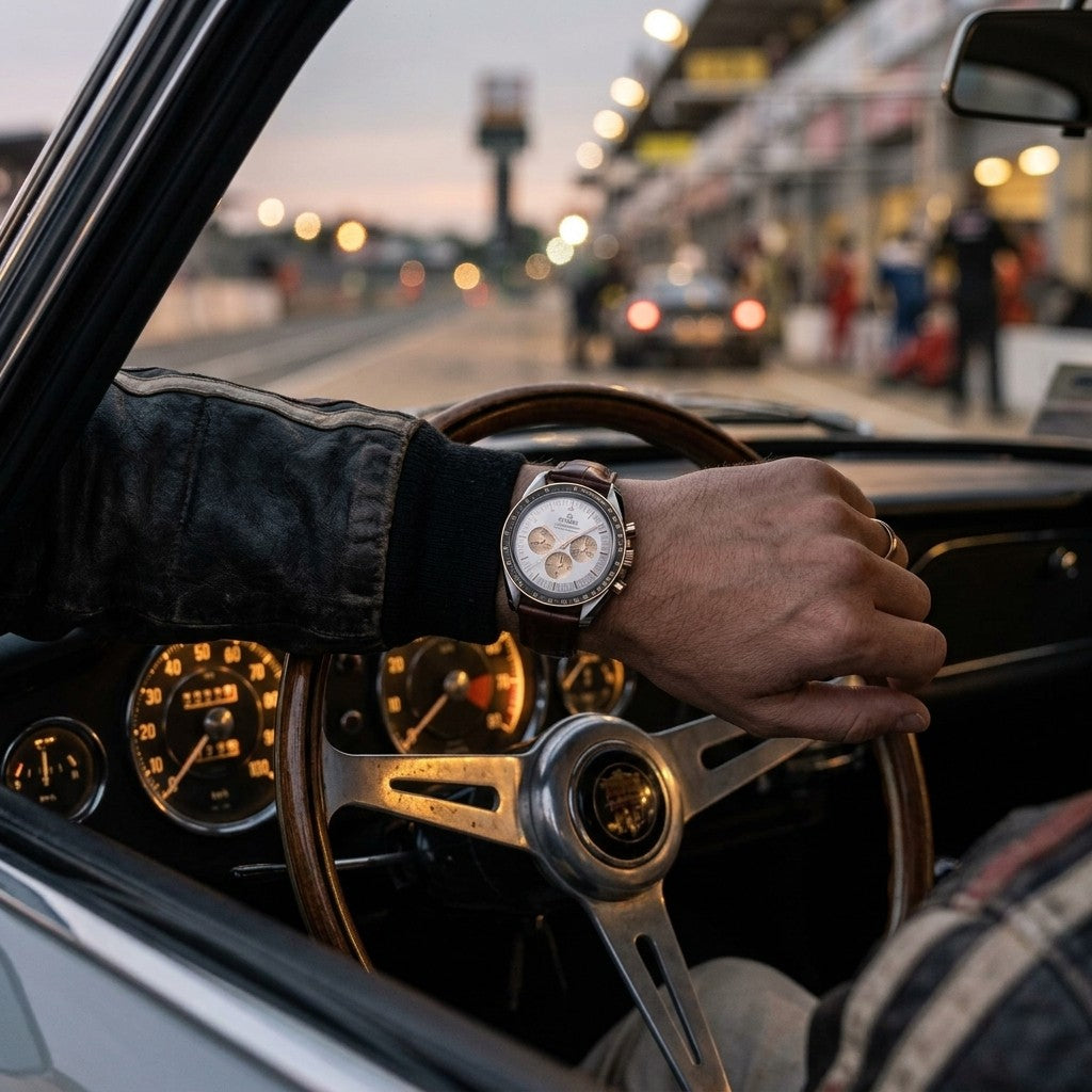 Omega Speedmaster Moonwatch Professional 42 mm — Steel ‑ Moonshine™ Gold on Alligator — lifestyle