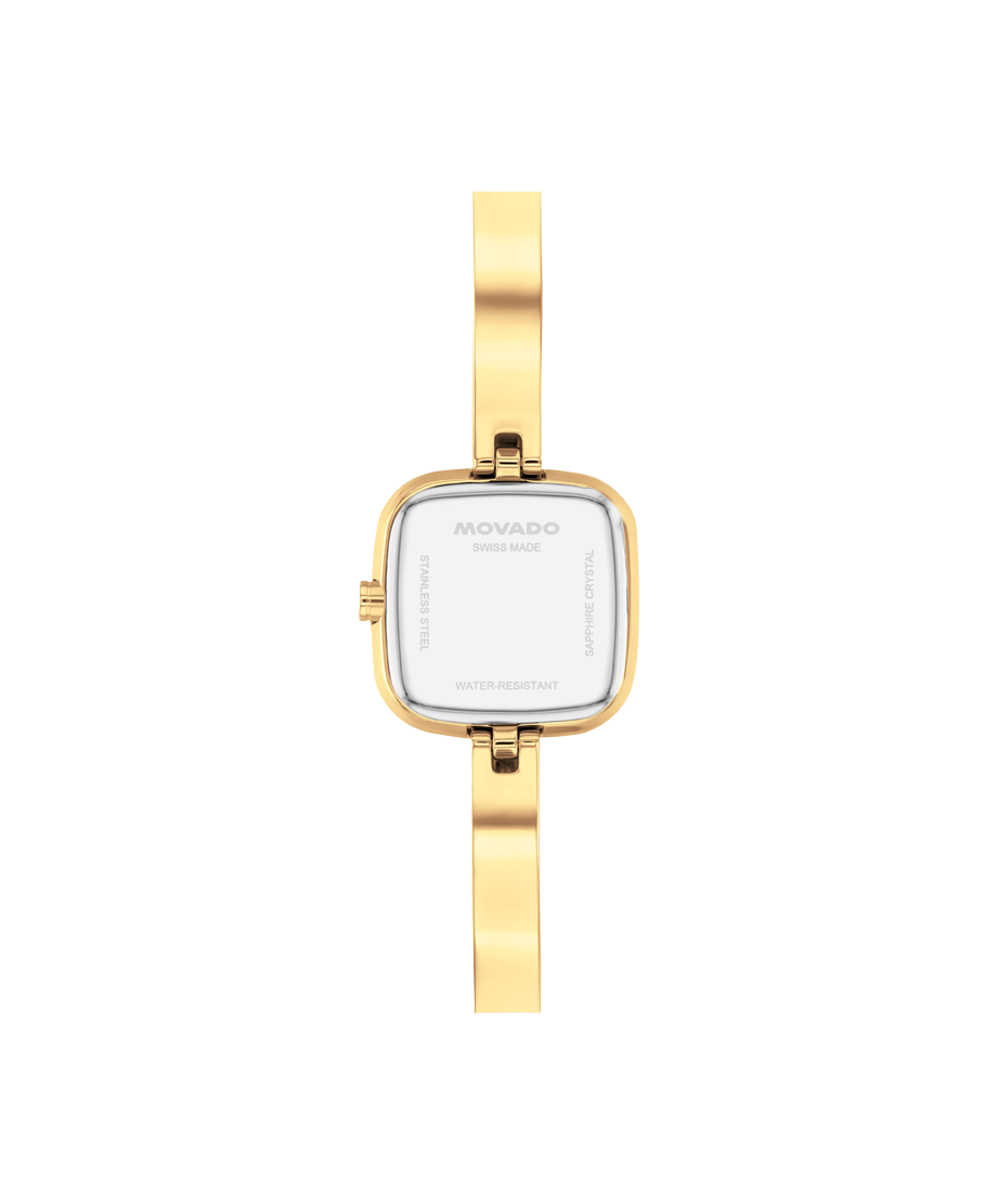 Movado Museum Bangle 0608147 21mm Cushion Light Yellow Gold PVD Stainless Steel Swiss Quartz — official product image