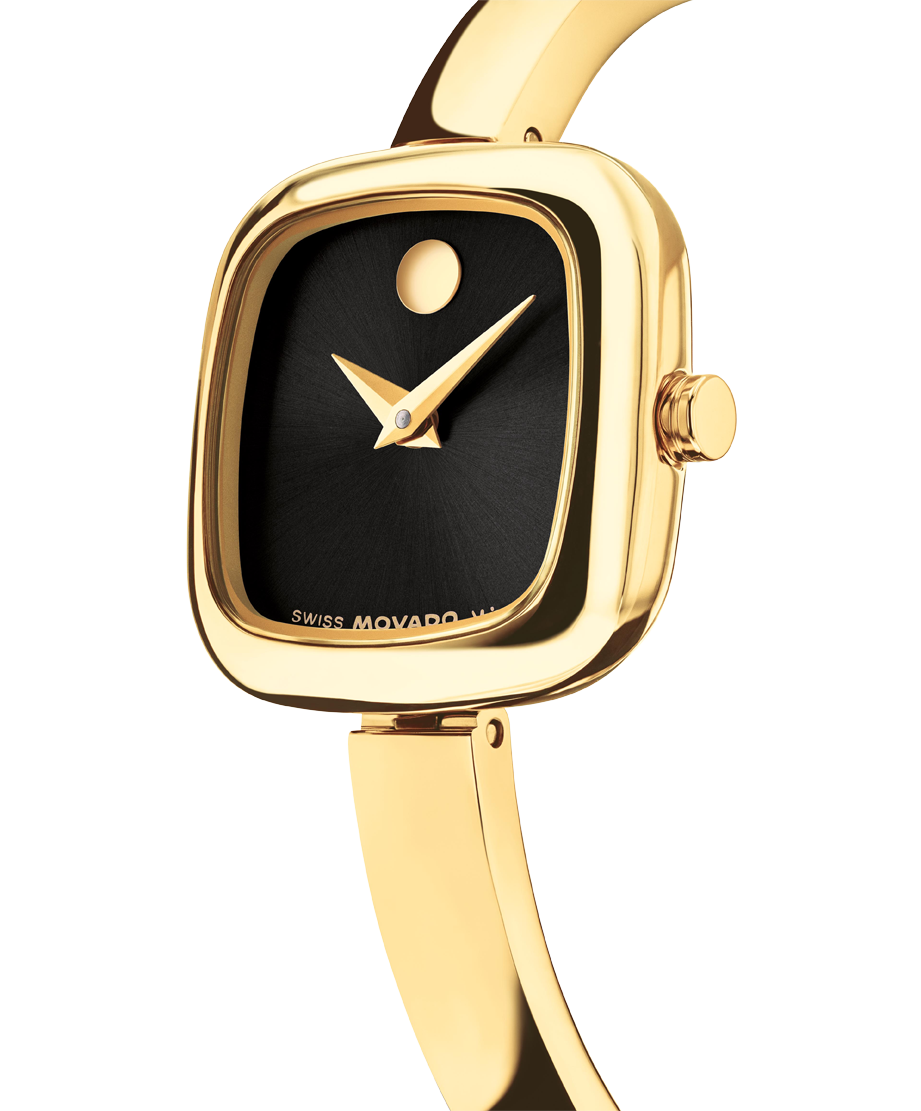 Movado Museum Bangle 0608147 21mm Cushion Light Yellow Gold PVD Stainless Steel Swiss Quartz — official product image