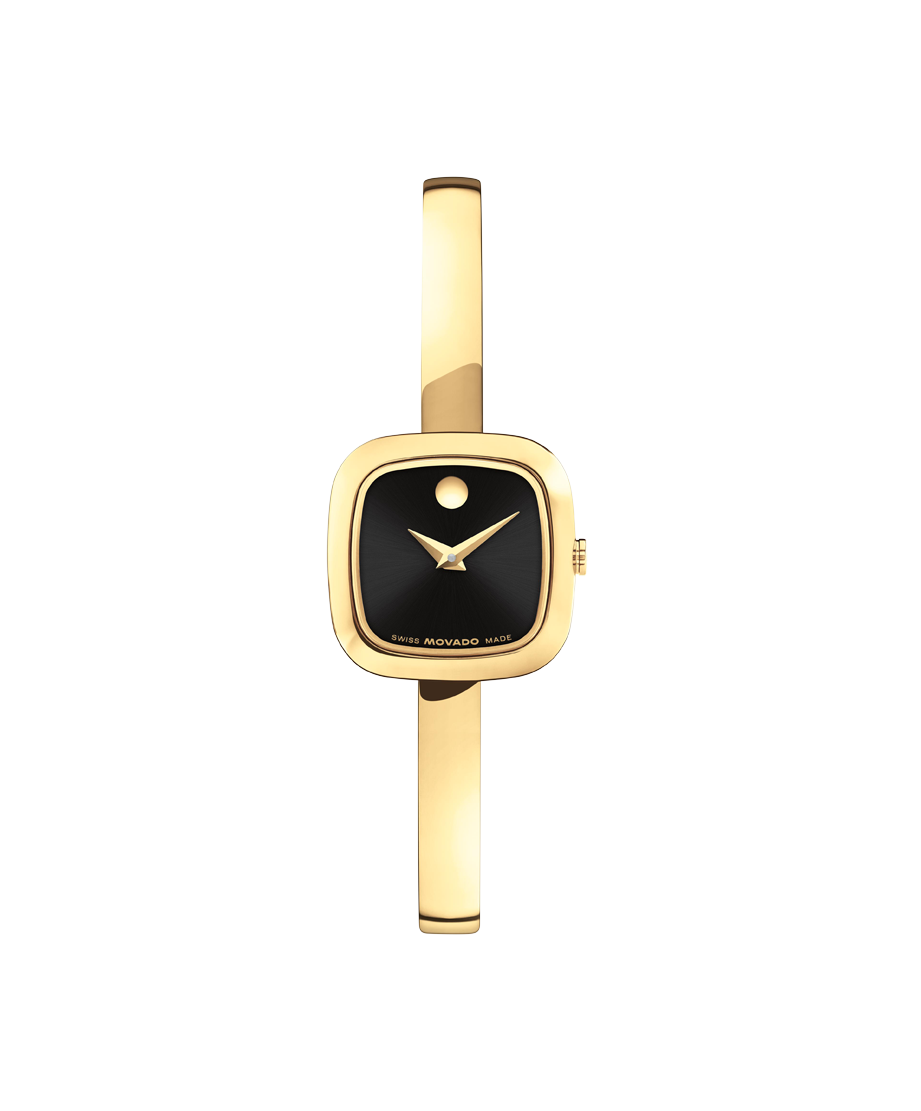 Movado Museum Bangle 0608147 21mm Cushion Light Yellow Gold PVD Stainless Steel Swiss Quartz — official product image