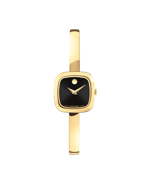 Movado Museum Bangle 0608147 21mm Cushion Light Yellow Gold PVD Stainless Steel Swiss Quartz — official product image
