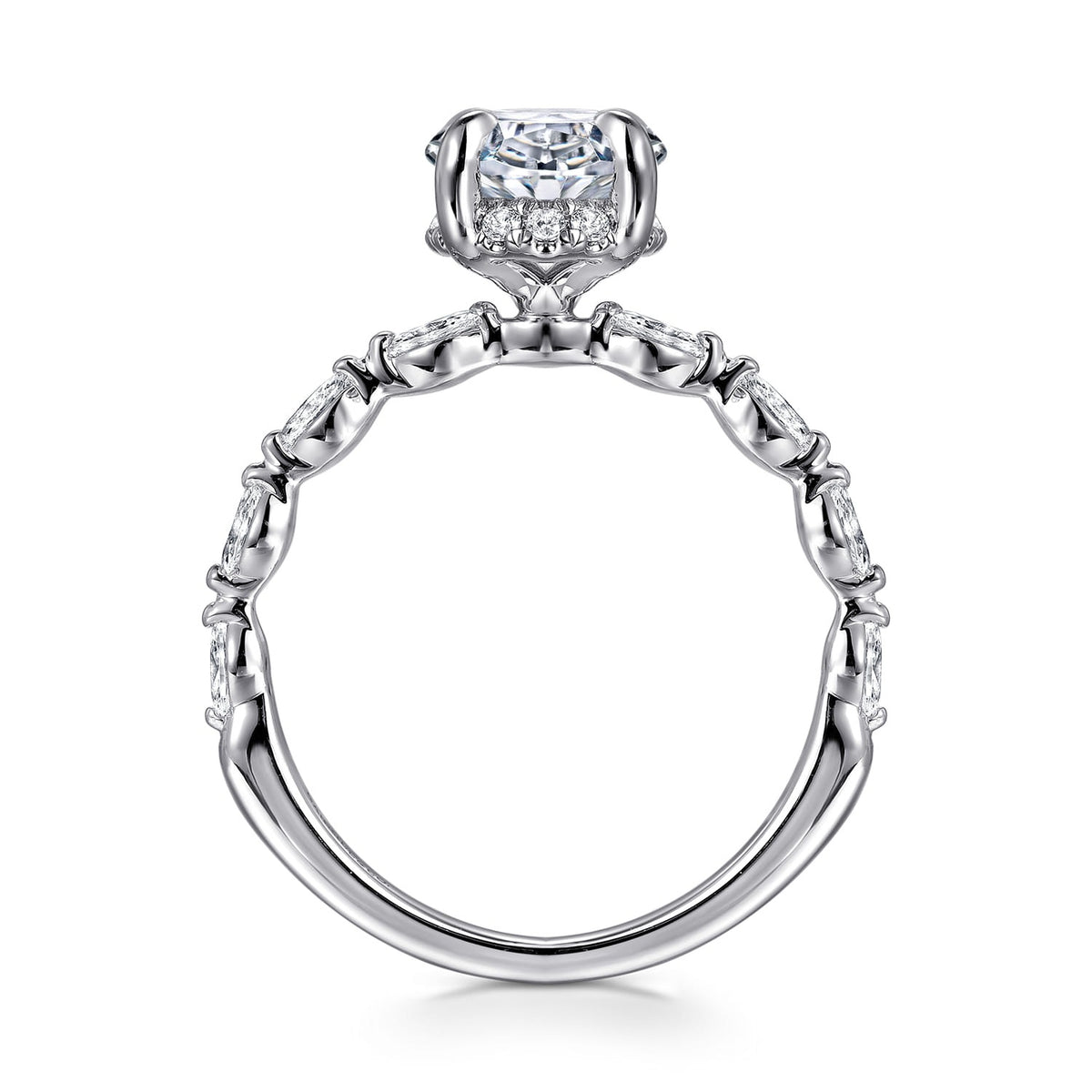Gabriel & Co. Adeena - 14K White Gold Oval Hidden Halo Diamond Engagement Ring 10.5X7 SEMI .35CTW