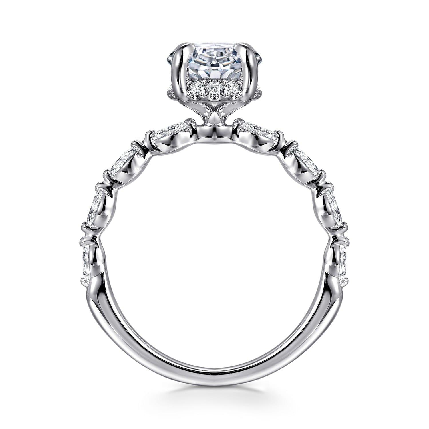 Gabriel & Co. Adeena - 14K White Gold Oval Hidden Halo Diamond Engagement Ring 10.5X7 SEMI .35CTW