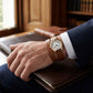 Omega de Ville Mini Trésor 26 mm — Moonshine™ Gold on Leather Strap (428.57.26.60.04.005) — lifestyle