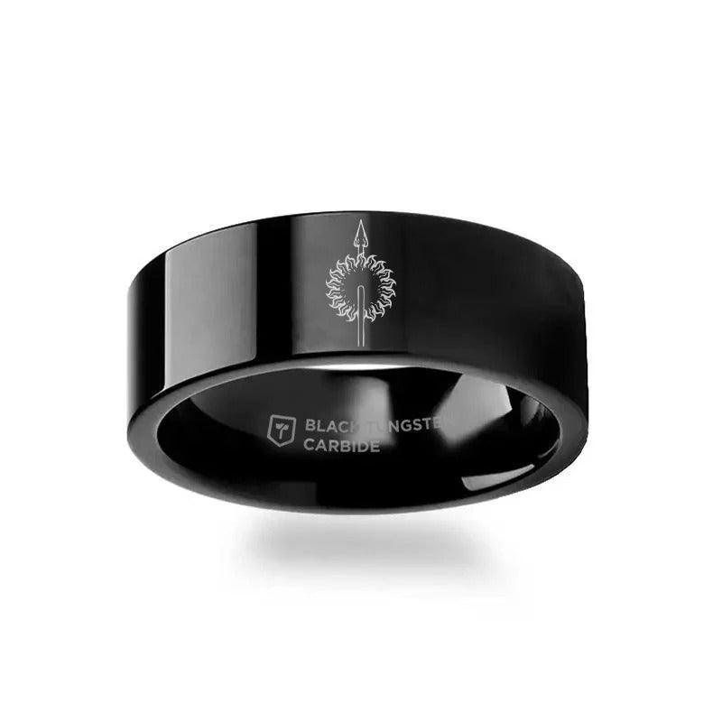 Game of Thrones Noble Houses Sigil Engraving Black Tungsten Ring Martell - 2mm - 12mm - 8mm