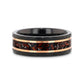 INFERNO Black/Rose Hammered Tungsten Carbide Ring with Dinosaur Bones and Meteorite - 8mm