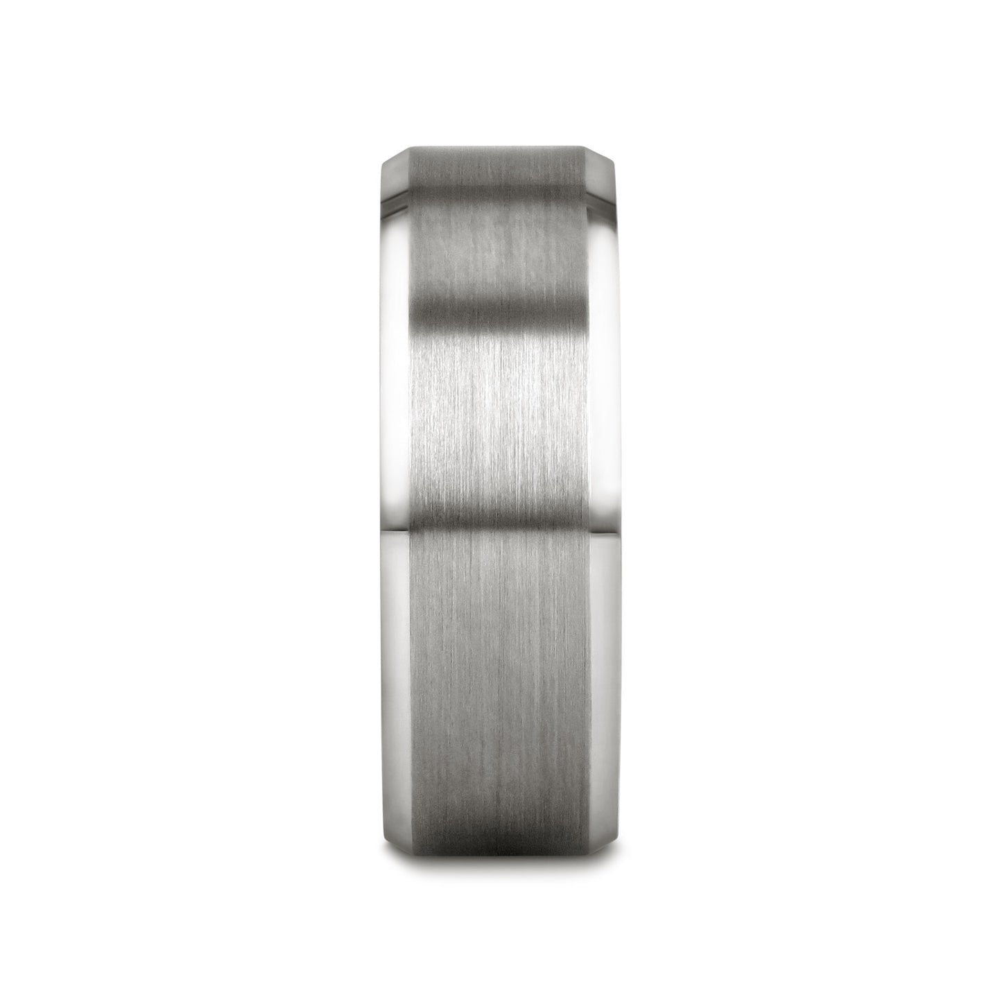 PETERSBURG Brushed Center White Tungsten Ring with Beveled Edges - 4mm - 10mm