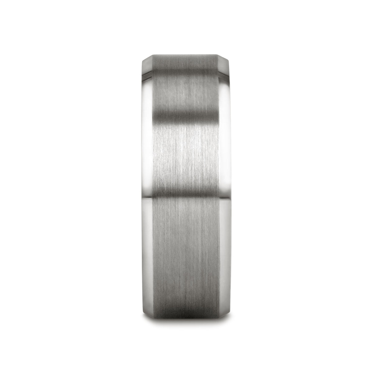 PETERSBURG Brushed Center White Tungsten Ring with Beveled Edges - 4mm - 10mm