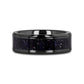 MELO Black Ceramic Beveled Polished Men’s Wedding Band with Purple Goldstone Inlay - 8mm