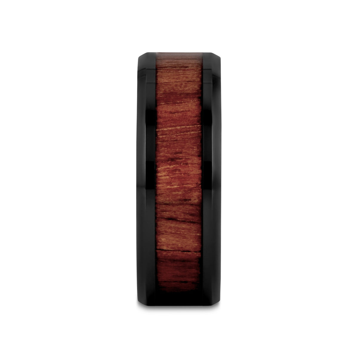 YUKON Beveled Black Ceramic Ring with Black Walnut Wood Inlay - 4mm - 12mm - 8mm