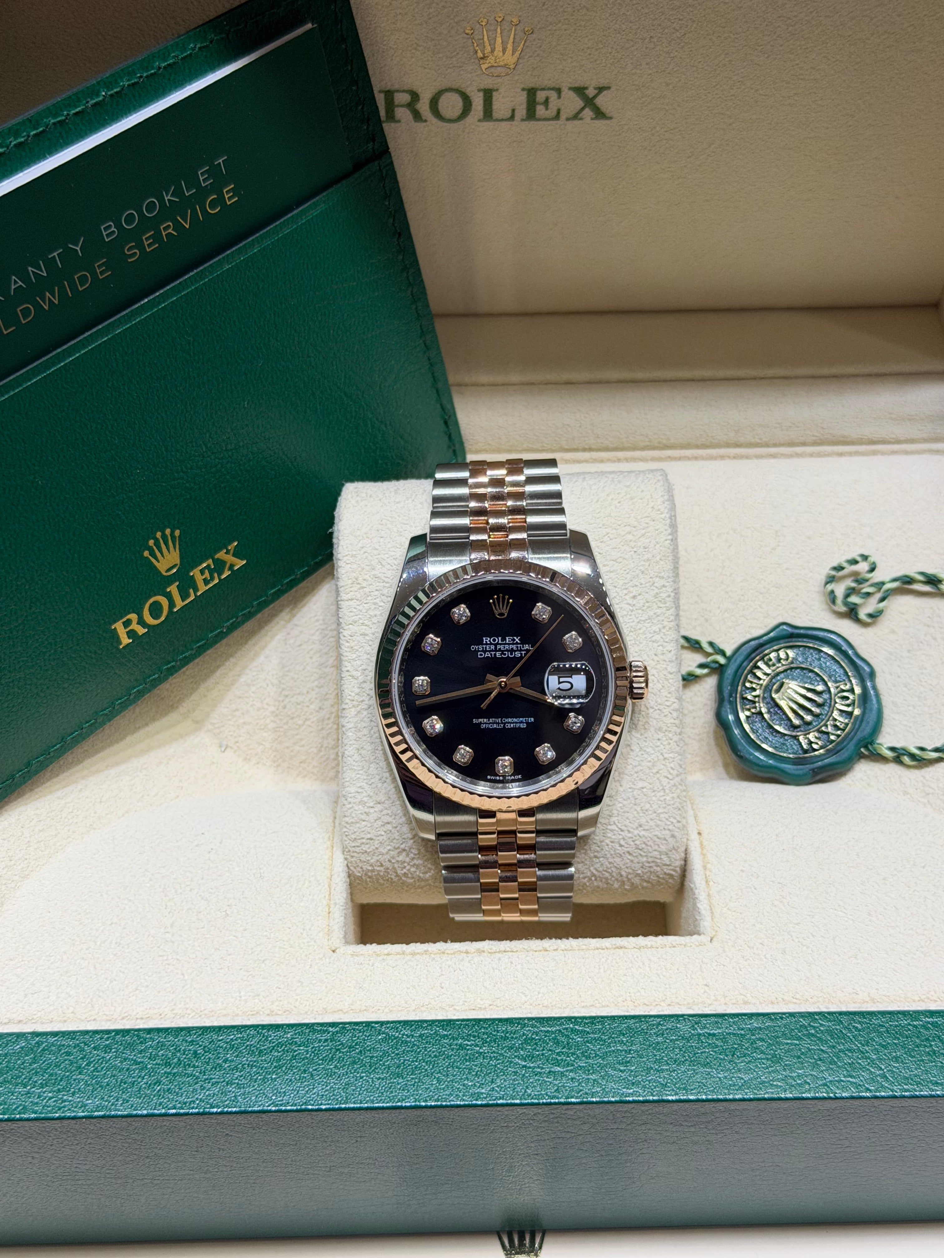 Rolex Datejust 36mm Stainless Steel Black Diamond Dial – 116231