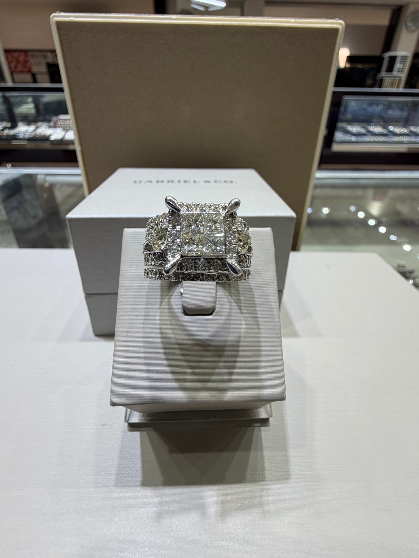 3.75 CTW Three-Piece Princess Cut Diamond Wedding Set | 10K White Gold