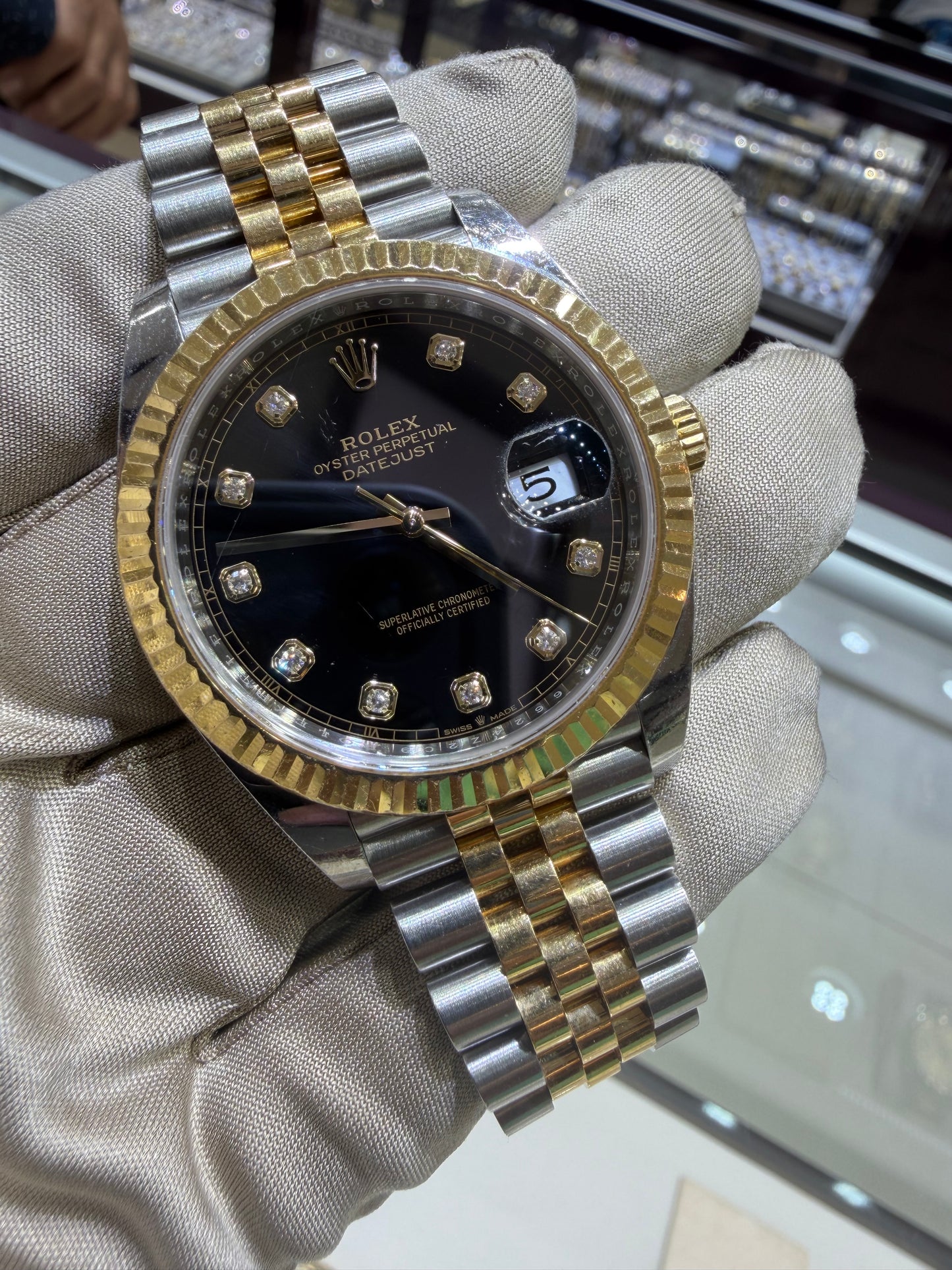 Rolex Datejust 41mm Yellow Gold and Steel 126333 Factory Diamond Dial