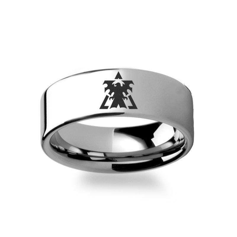 Starcraft 2 Wings of Liberty Terran Symbol Polished Tungsten Engraved Ring Jewelry - 2mm - 12mm - 8mm