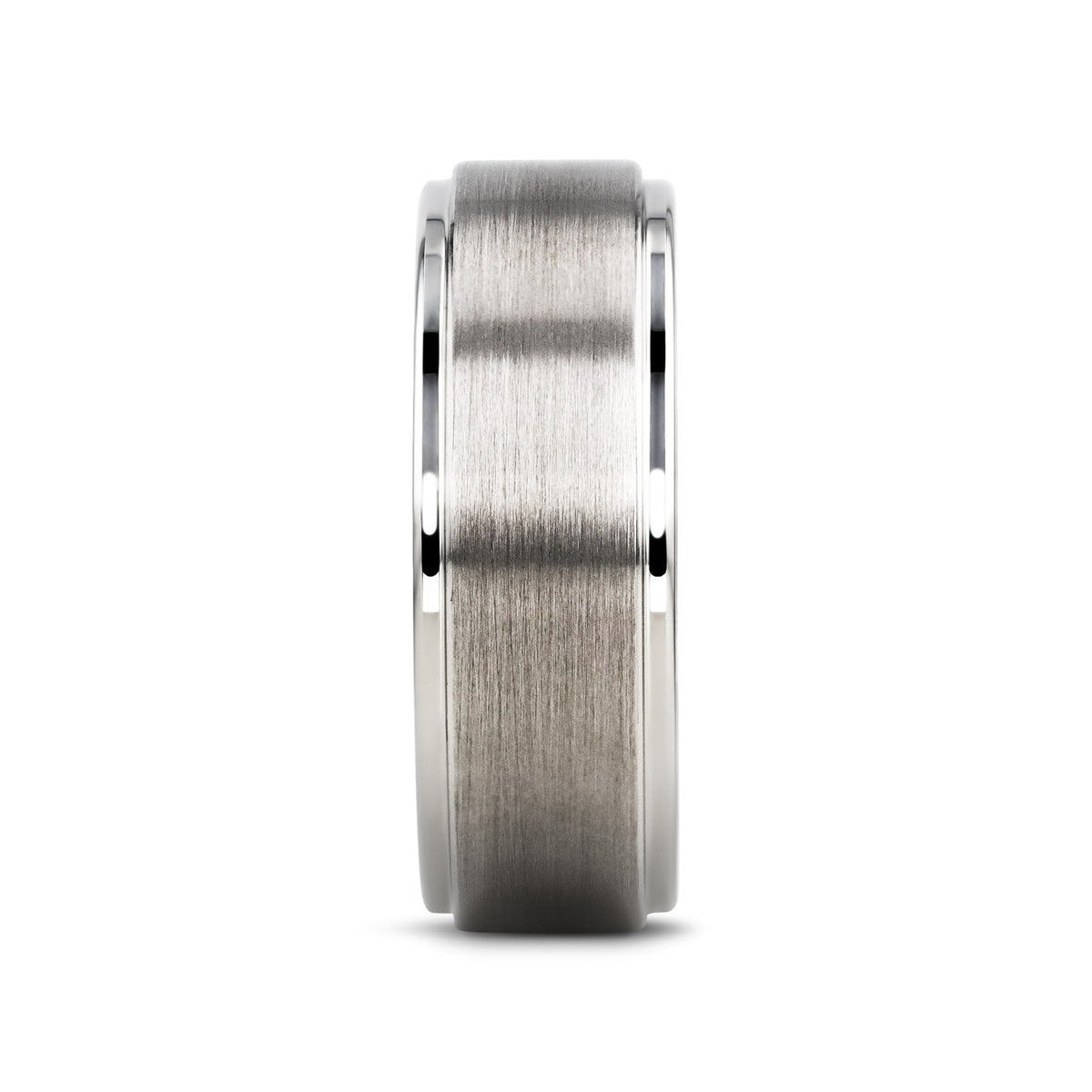 ORLOFF White Tungsten Ring with Raised Brush Finished Center - 6mm & 8mm
