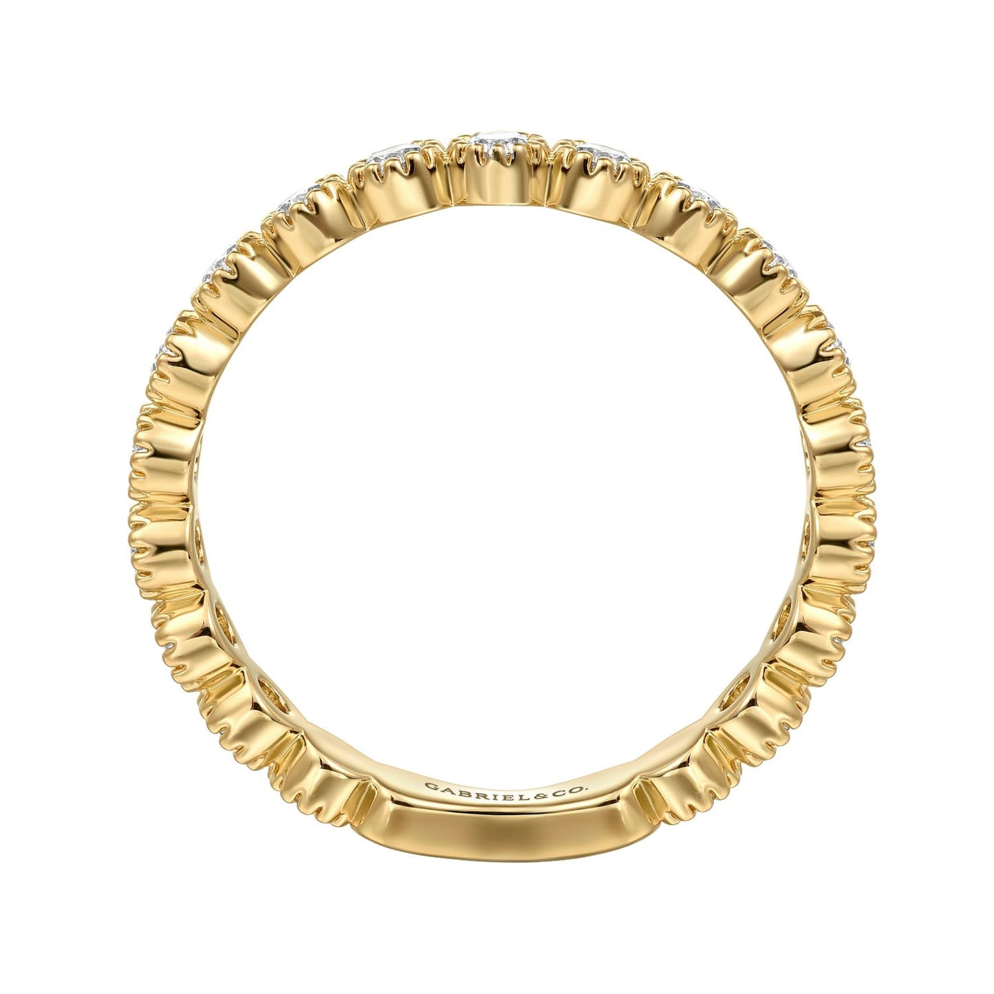 Gabriel & Co. 14K Yellow Gold Diamond Bezel Setting Stackable Ladies Ring .56CTW