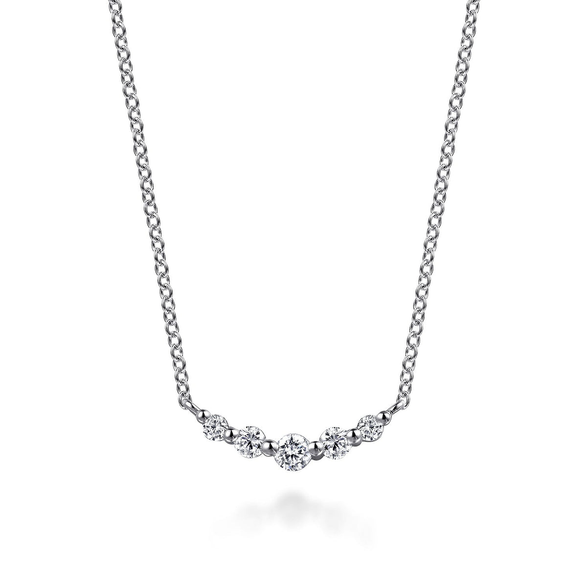 Gabriel & Co. 14K White Gold White Sapphire Bar Necklace .24CTW