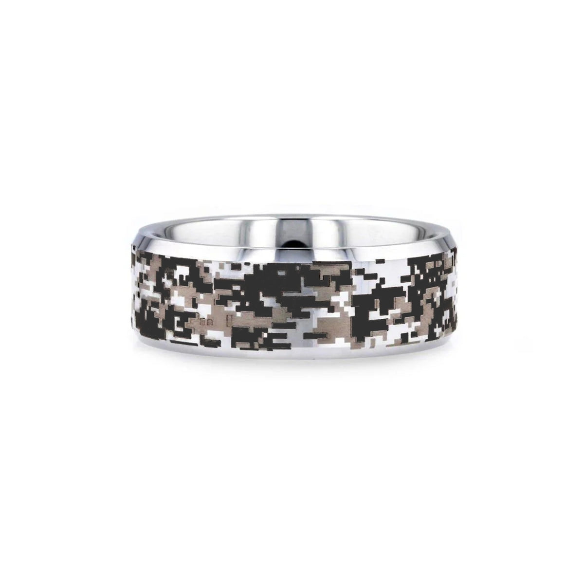 STEALTH Tungsten Carbide Wedding Ring with Engraved Digital Camouflage - 8mm