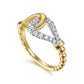 Gabriel & Co. 14K White Yellow Gold Bujukan and Diamond Horseshoe Link Ring .29CTW