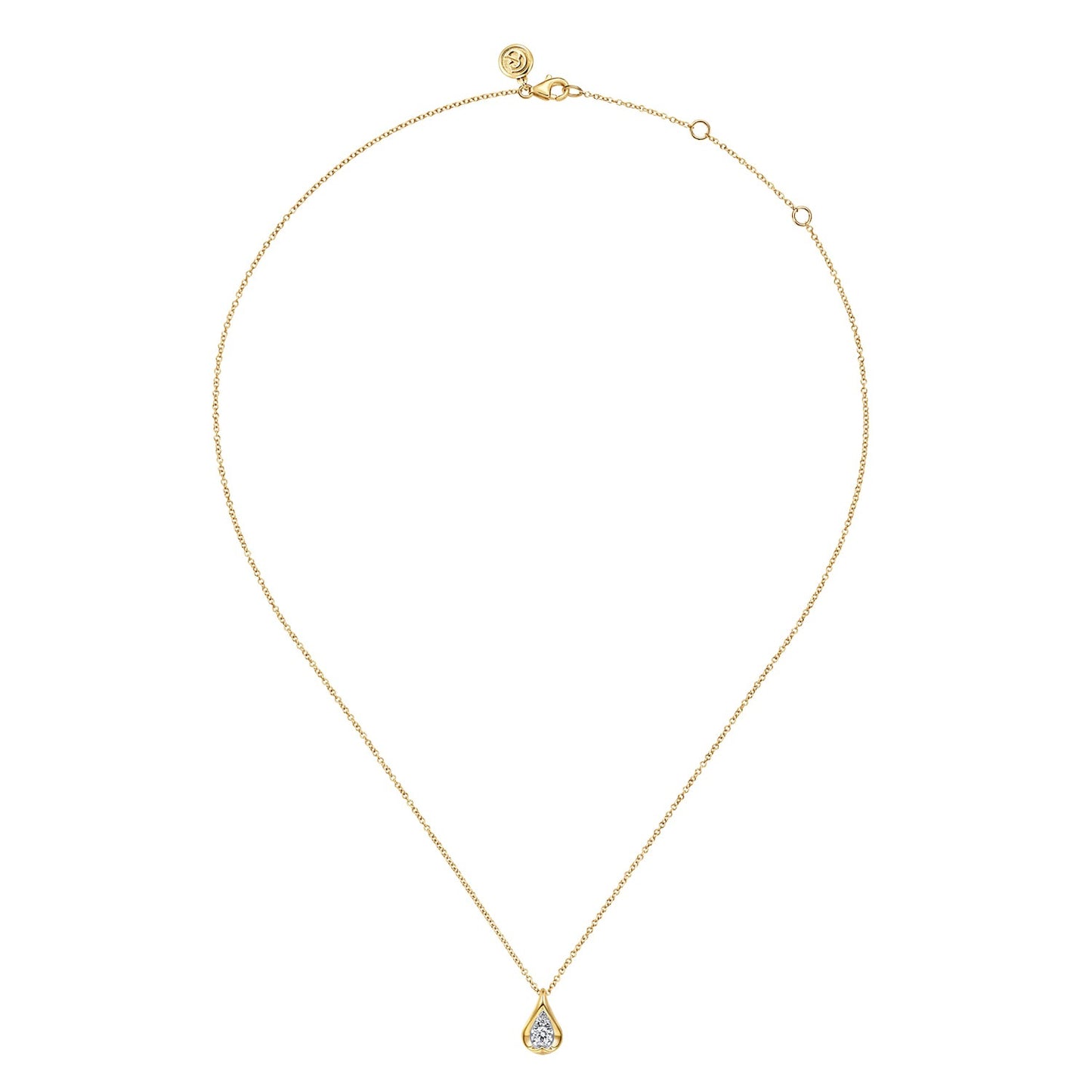 Gabriel & Co. Fiora - 14K White and Yellow Gold Diamond Teardrop Pendant Necklace .19CTW