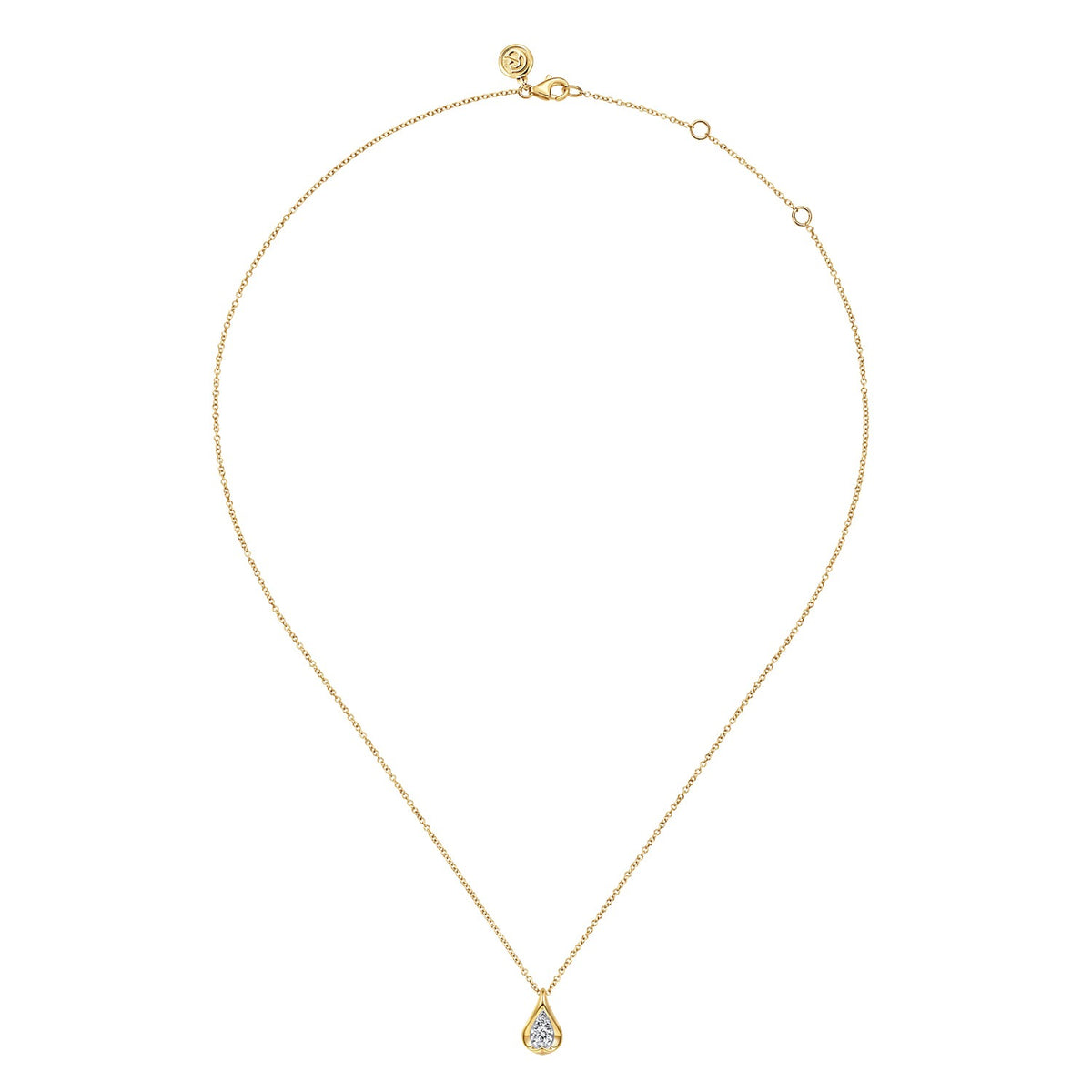 Gabriel & Co. Fiora - 14K White and Yellow Gold Diamond Teardrop Pendant Necklace .19CTW