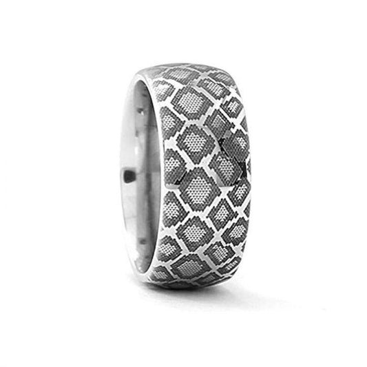 Snake Scales Print Engraved Domed Tungsten Ring Polished - 4mm - 12mm - 8mm