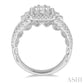 1 Ctw Split Shank Baguette and Round Cut Diamond Bridal Ring in 14K White Gold