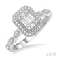 3/8 Ctw Emerald Shape Round Cut and Baguette Diamond Fusion Engagement Ring in 14K White Gold