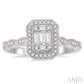 3/8 Ctw Emerald Shape Round Cut and Baguette Diamond Fusion Engagement Ring in 14K White Gold