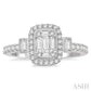 5/8 Ctw Baguette & Round Cut Diamond Ring in 14K White Gold