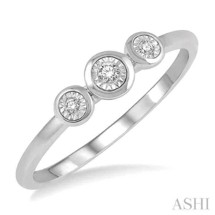 1/20 Ctw Triple Circle Round Cut Diamond Past Present and Future Promise Ring in 10K White Gold
