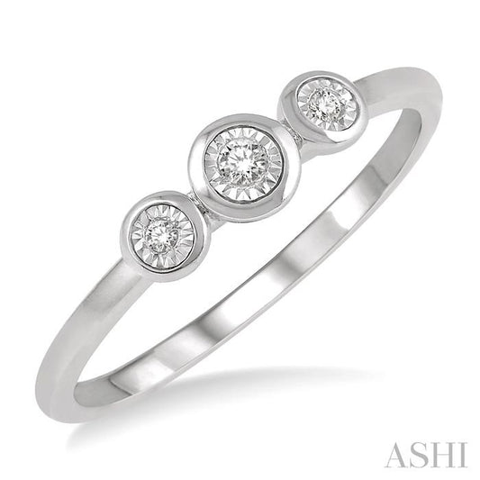 1/20 Ctw Triple Circle Round Cut Diamond Past Present and Future Promise Ring in 10K White Gold