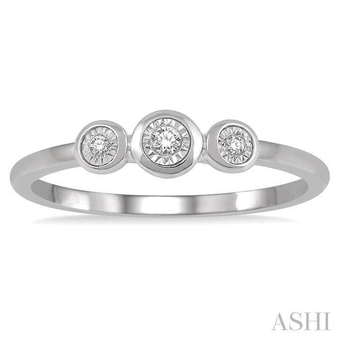 1/20 Ctw Triple Circle Round Cut Diamond Past Present and Future Promise Ring in 10K White Gold
