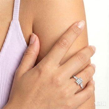 1/2 Ctw Fusion Baguette and Round Cut Diamond Engagement Ring in 14K White Gold